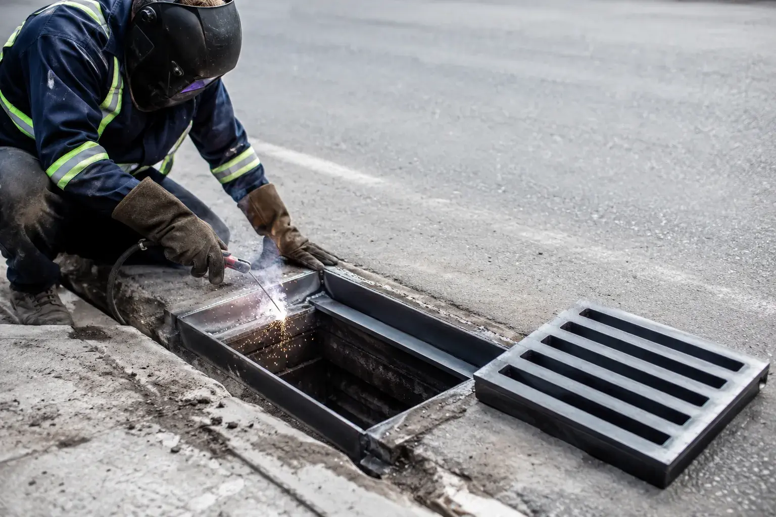 Catch Basin Repair in Guelph, Ontario, fabricated and installed by The Grate Guys