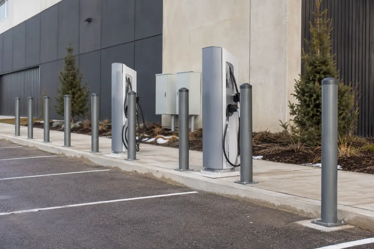 Completed EV Charger Bollards installation by The Grate Guys