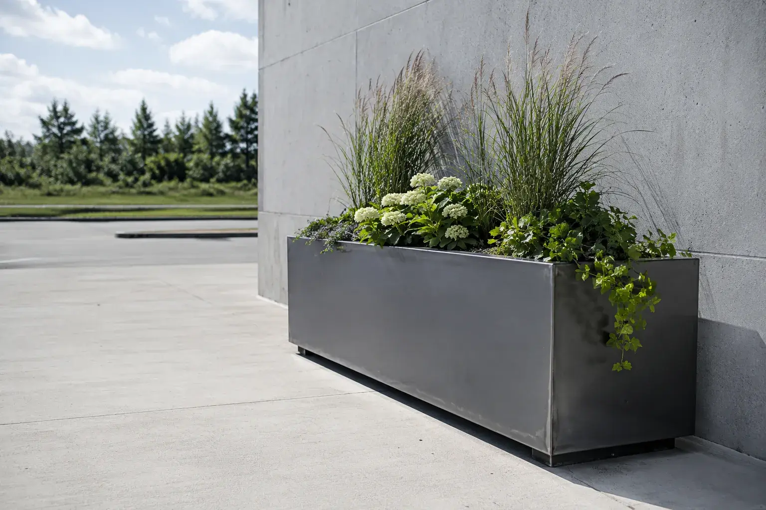 Metal Planters, fabricated and installed by The Grate Guys