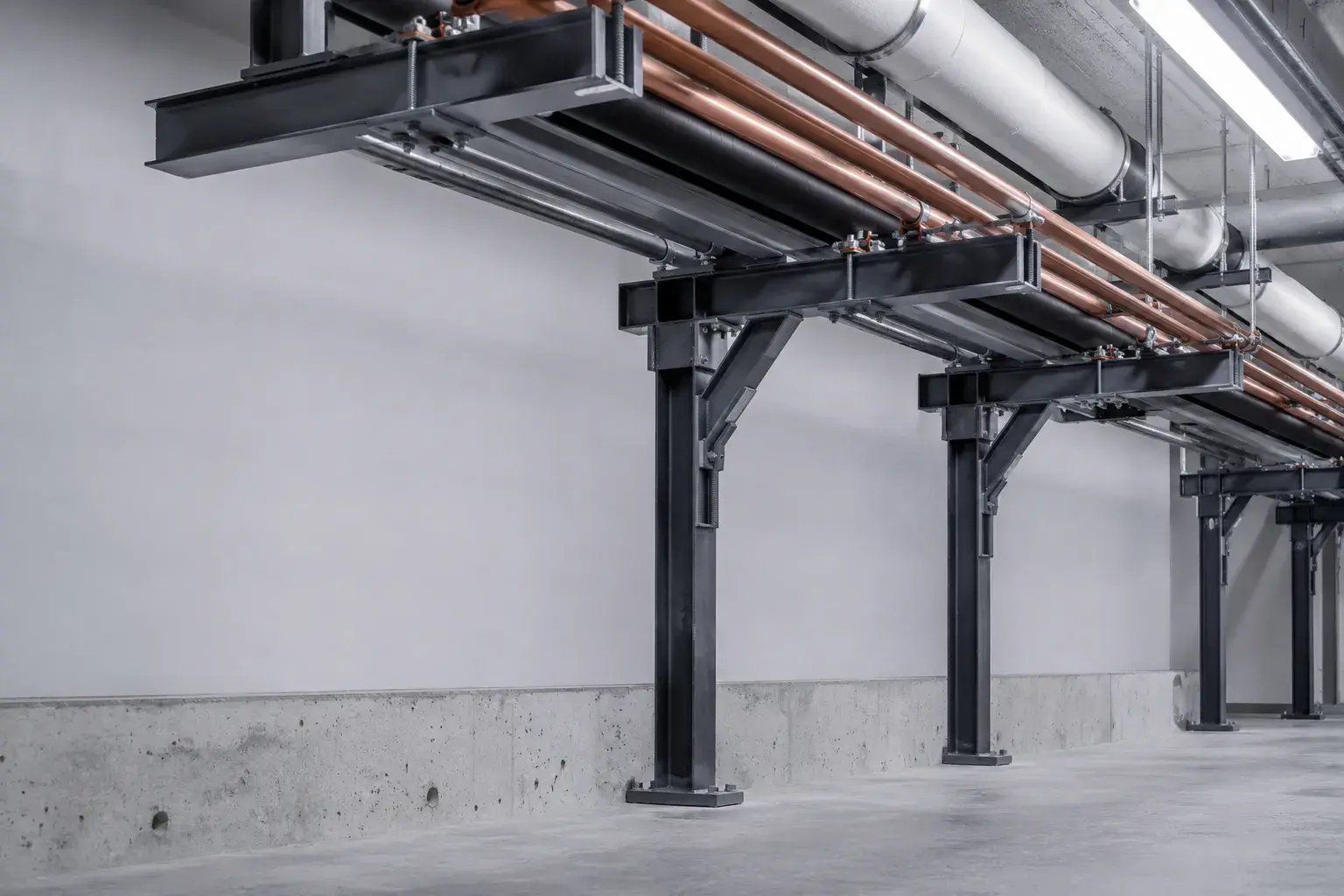 Pipe Supports and Hangers in Markham, Ontario, fabricated and installed by The Grate Guys