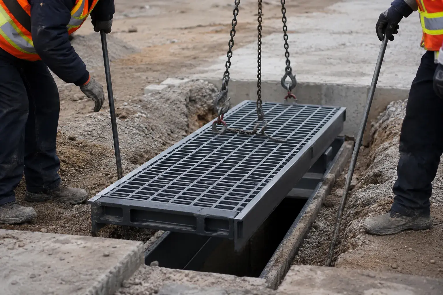 Trench Drain Installation in Ajax, Ontario, fabricated and installed by The Grate Guys