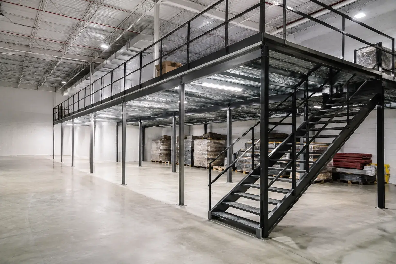 Warehouse Mezzanines in Georgetown, Ontario, fabricated and installed by The Grate Guys